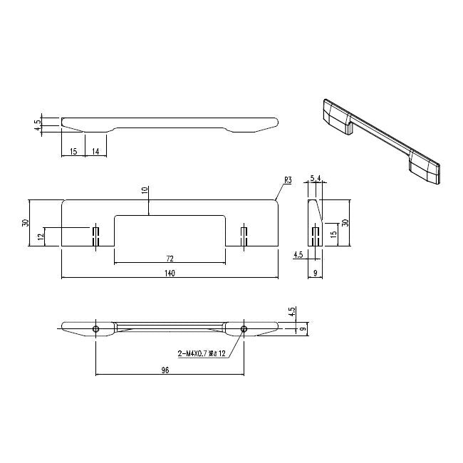 【メール便対応】LIXIL（INAX）　コの字型取っ手　【品番：BT-SR-K/16-MS】