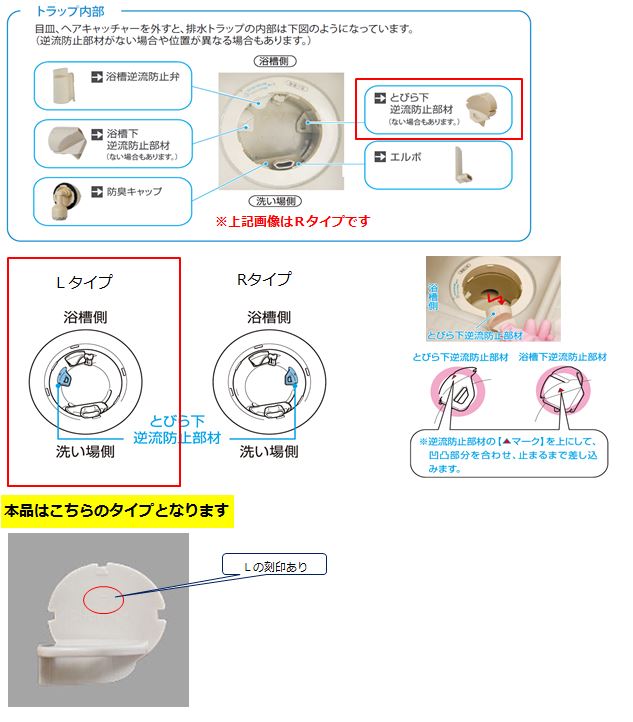 LIXIL（INAX）　とびら下逆流防止部材L　【品番：DHGK-1-L】◯