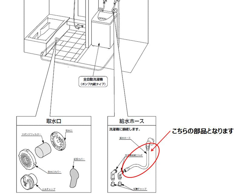 LIXIL（INAX）　風呂水利用システム専用給水ホース　【品番：STC-A-2133】◯