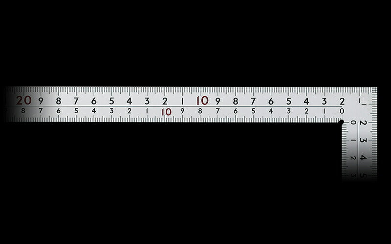 シンワ測定　曲尺厚手広巾 シルバー 50cm 表裏同目 8段目盛 cm表示 JIS　【品番：10450】