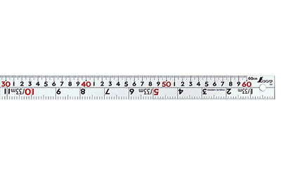 シンワ測定　直尺 シルバー 60cm 併用目盛 W左基点 cm表示赤数字入　【品番：13204】