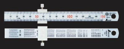 シンワ測定　直尺 シルバー 15cm 赤数字入 ストッパー付 JIS　【品番：76751】