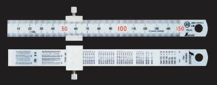 シンワ測定　直尺 シルバー 15cm 赤数字入 ストッパー付 JIS　【品番：76751】