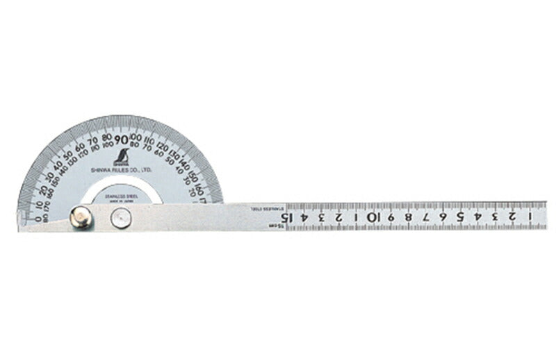 シンワ測定　プロトラクター No.101 シルバー Φ120竿目盛15cm溝付固定ネジ　【品番：62868】