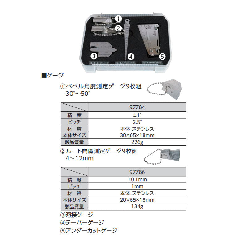 シンワ測定　鉄骨精度測定器具 5点セット　【品番：97575】