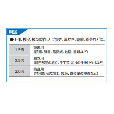 シンワ測定　ルーペ W-3 双眼ヘッドルーペ 1.5〜3.0倍 ライト付　【品番：75656】