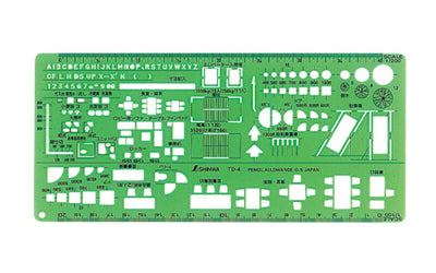 【メール便対応】シンワ測定　テンプレート TD-4 建築記号定規1/100・1/200　【品番：66010】