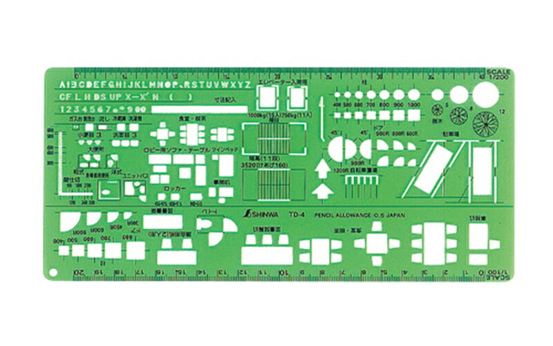 【メール便対応】シンワ測定　テンプレート TD-4 建築記号定規1/100・1/200　【品番：66010】