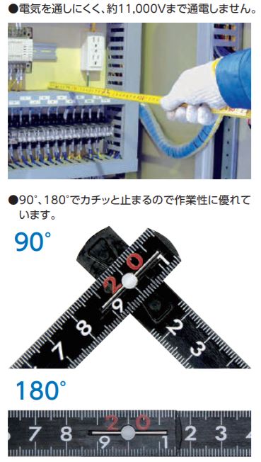 シンワ測定　ファイバー折尺 5折 1m cm表示 ブラック 　【品番：78625】