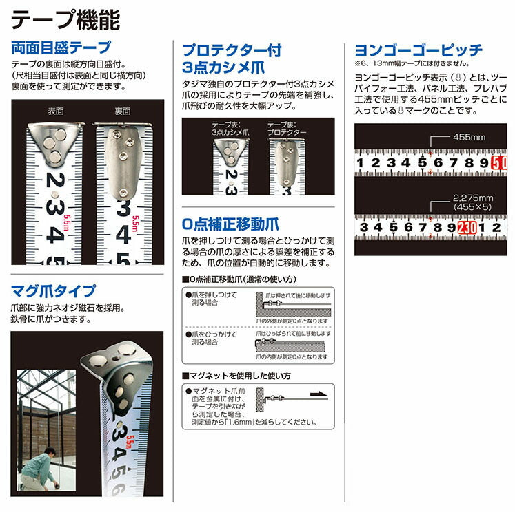 TJMデザイン（TAJIMA）　剛厚セフロック マグ爪25（メートル目盛）　【品番：GASFLM2550】