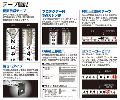 TJMデザイン（TAJIMA）　G7ロック25（尺相当目盛付）　黒/黒　【品番：G7L2550S】