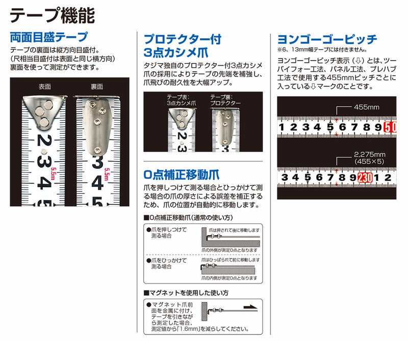 TJMデザイン（TAJIMA）　セフコンベ Zロック-25（メートル目盛）　【品番：SFZL25-55BL】