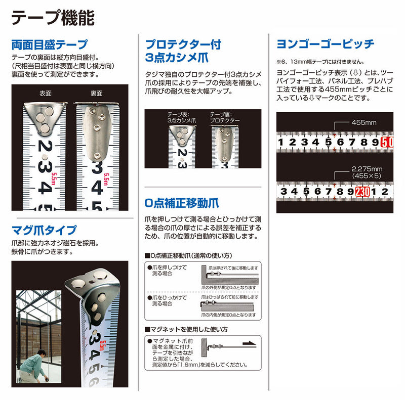 TJMデザイン（TAJIMA）　G3ゴールドロック マグ爪-25（メートル目盛）　【品番：G3GLM25-55BL】