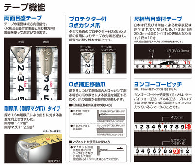 TJMデザイン（TAJIMA）　剛厚Gステンロック25（尺相当目盛付）　【品番：GAGSL25-50S】