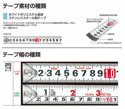 TJMデザイン（TAJIMA）　セフコンベ Gステンロック-25（メートル目盛）　【品番：SFGSL25-75BL】