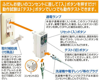 テンパール工業　プラグ形漏電遮断器（地絡保護専用）　ビリビリガード　グレー　【品番：GRXB1515】●