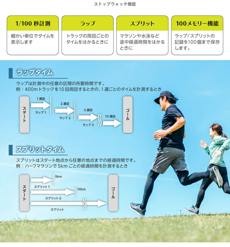 ドリテック　ストップウォッチ スピールW　ブラック　【品番：SW-122BK】○