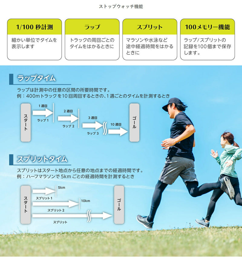 ドリテック　ストップウォッチ スピールL　ブラック　【品番：SW-123BK】○