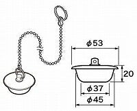 パナソニック　カサ付ゴム栓 φ53×φ37 高さ20 チェーン長さ450　【品番：RLXGVDT412Z】◯