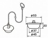 パナソニック　カサ付ゴム栓 φ53×φ37 高さ20 チェーン長さ620　【品番：RLXGVDT411】◯