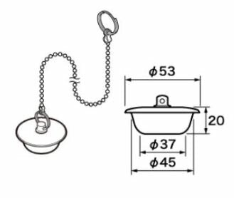パナソニック　ゴム栓 φ53×φ37 高さ20 チェーン長さ620　【品番：RLXGVDT405】