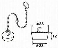 パナソニック　ゴム栓 φ28×φ23 高12 チェーン長さ620　【品番：RLXGVDT401】