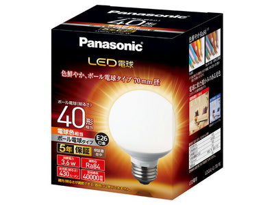 パナソニック　LED電球 3.6W（電球色相当）E26口金　【品番：LDG4LG70W】