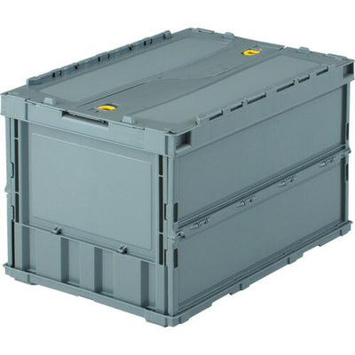 トラスコ中山（TRUSCO）　薄型折りたたみコンテナ 50Lロックフタ付　グレー　【品番：TR-C50B（GY）】●
