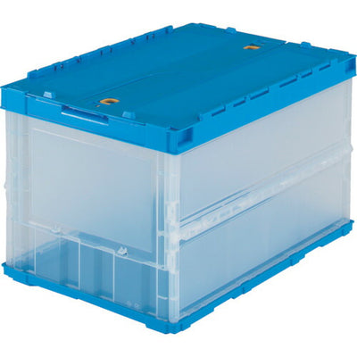 トラスコ中山（TRUSCO）　薄型折りたたみコンテナ 50Lロックフタ付　透明　【品番：TR-C50B（TM）】