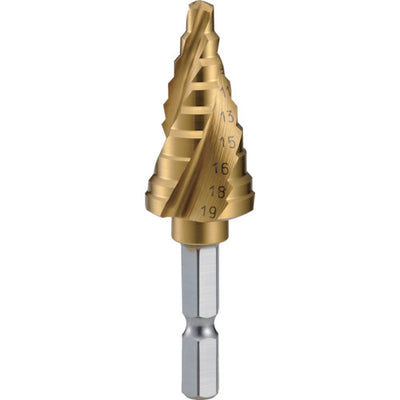 トラスコ中山（TRUSCO）　六角軸ステップドリル 3枚刃チタンコーティング 5〜19mm　【品番：3S-NMS-19G】