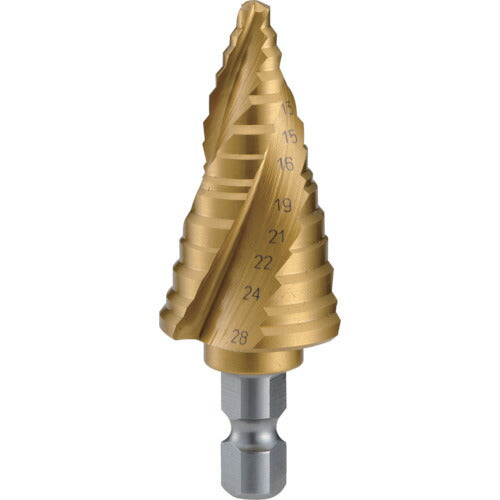 トラスコ中山（TRUSCO）　ステップドリル 3枚刃チタンコーティング 5〜28mm 段数11　【品番：3S-NMS-28G】