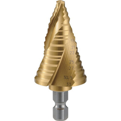 トラスコ中山（TRUSCO）　ステップドリル 3枚刃チタンコーティング 6〜33mm 段数11　【品番：3S-NMS-33G】
