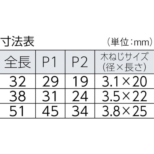 【メール便対応】トラスコ中山（TRUSCO）　スチール製横長蝶番 生地仕上げ 全長38mm （4個入）　【品番：415-38N】