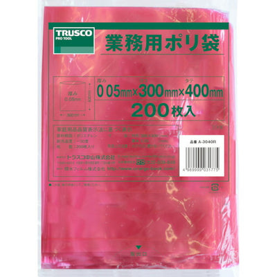 トラスコ中山（TRUSCO）　小型ポリ袋 縦400×横300×ｔ0.05  赤（200枚入）　【品番：A-3040R】