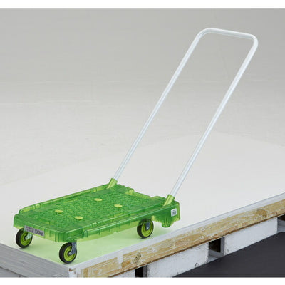 トラスコ中山（TRUSCO）　樹脂台車 アクロキャリー PC製 省音車輪 600×390 グリーン透明　【品番：AC-1PC-GN】