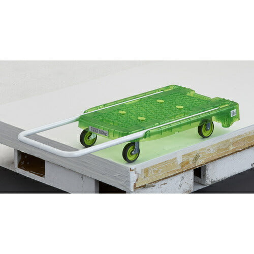 トラスコ中山（TRUSCO）　樹脂台車 アクロキャリー PC製 省音車輪 600×390 グリーン透明　【品番：AC-1PC-GN】