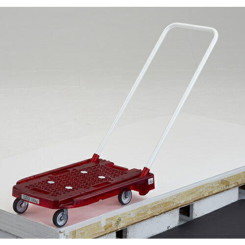 トラスコ中山（TRUSCO）　樹脂台車 アクロキャリー PC製 省音車輪 600×390 レッド透明　【品番：AC-1PC-R】