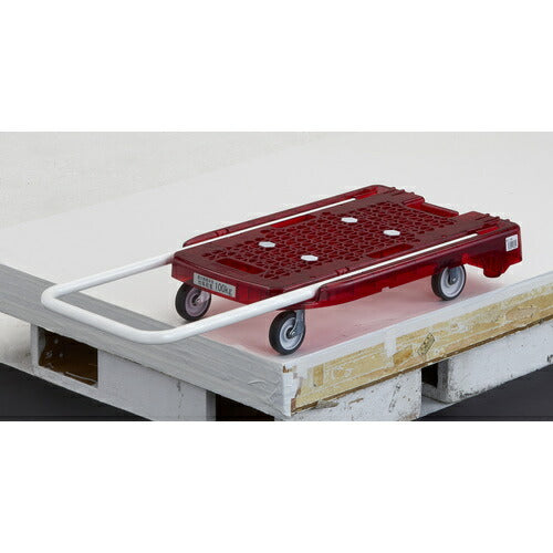 トラスコ中山（TRUSCO）　樹脂台車 アクロキャリー PC製 省音車輪 600×390 レッド透明　【品番：AC-1PC-R】