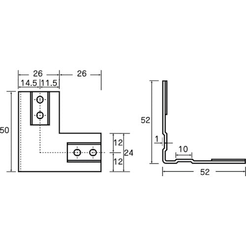 トラスコ中山（TRUSCO）　25mmアルミフレーム用補強金物 LW型　【品番：AFK-2】
