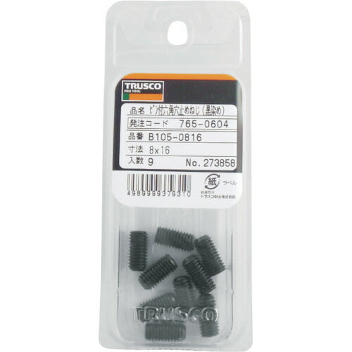 トラスコ中山（TRUSCO）　ピン付六角穴止めねじ 黒染 M8×10 10本入　【品番：B105-0810】