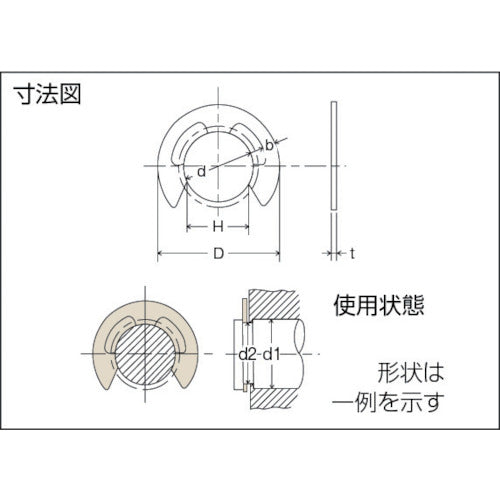 トラスコ中山（TRUSCO）　Eリング 三価クロメート サイズE-2.5 300個入　【品番：B34-0025】
