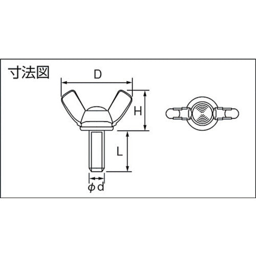 トラスコ中山（TRUSCO）　蝶ボルト ユニクロム サイズM6×30 15個入　【品番：B39-0630】