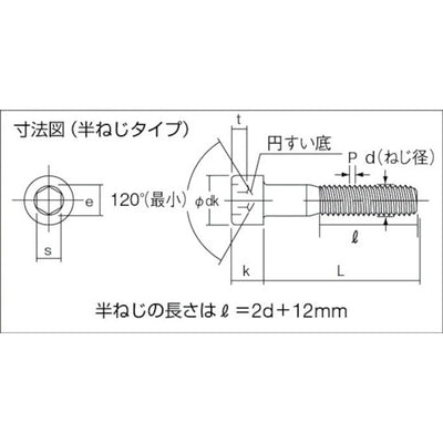 トラスコ中山（TRUSCO）　六角穴付ボルト ステンレス半ネジ サイズM8×65 5本入　【品番：B44-0865】