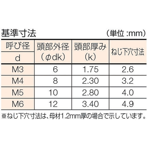トラスコ中山（TRUSCO）　皿頭タッピングねじ 三価白 サイズM6×70 9本入　【品番：B708-0670】