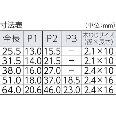 【メール便対応】トラスコ中山（TRUSCO）　ステンレス製薄口蝶番 全長51.0mm （10個入）　【品番：ST-550-51】