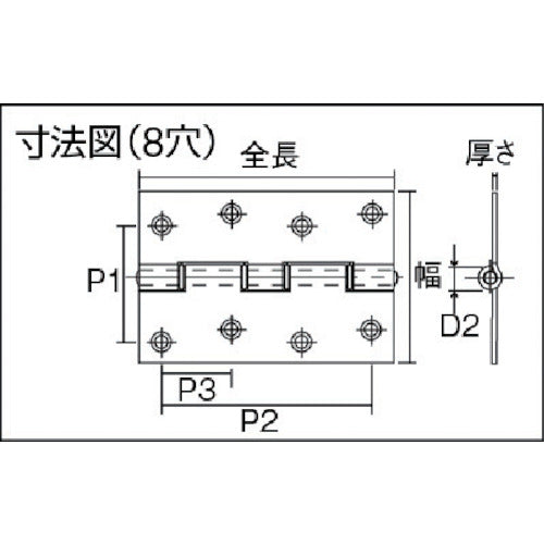 【メール便対応】トラスコ中山（TRUSCO）　ステンレス製厚口蝶番 全長102mm （4個入）　【品番：ST-888-102HL】