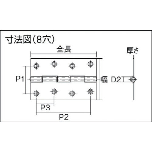 【メール便対応】トラスコ中山（TRUSCO）　ステンレス製中厚蝶番 ナイロンリング入 全長102mm （4個入）　【品番：ST-999NR-102HL】