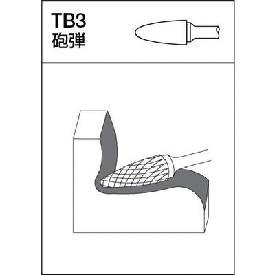 【メール便対応】トラスコ中山（TRUSCO）　超硬バー 砲弾型 Φ12.7×刃長25×軸6 アルミカット　【品番：TA3C127】