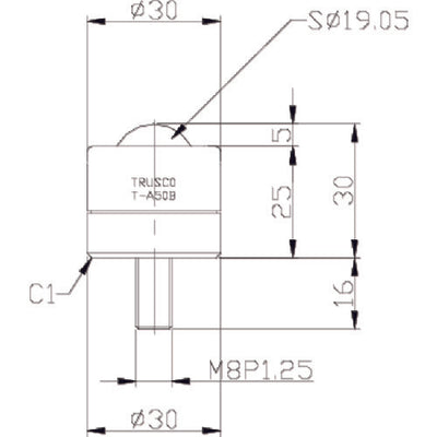 トラスコ中山（TRUSCO）　ボールキャスター 切削加工品上向用 スチール製ボール　【品番：T-A50B】