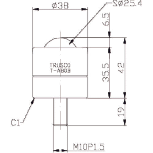 トラスコ中山（TRUSCO）　ボールキャスター 切削加工品上向用 スチール製ボール　【品番：T-A80B】